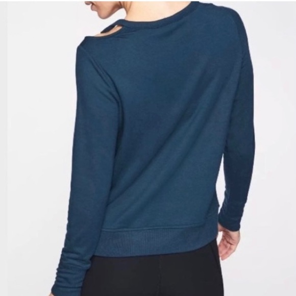 Athleta cut out neck pullover long sleeve top modal NWT L dark blue - Picture 2 of 9